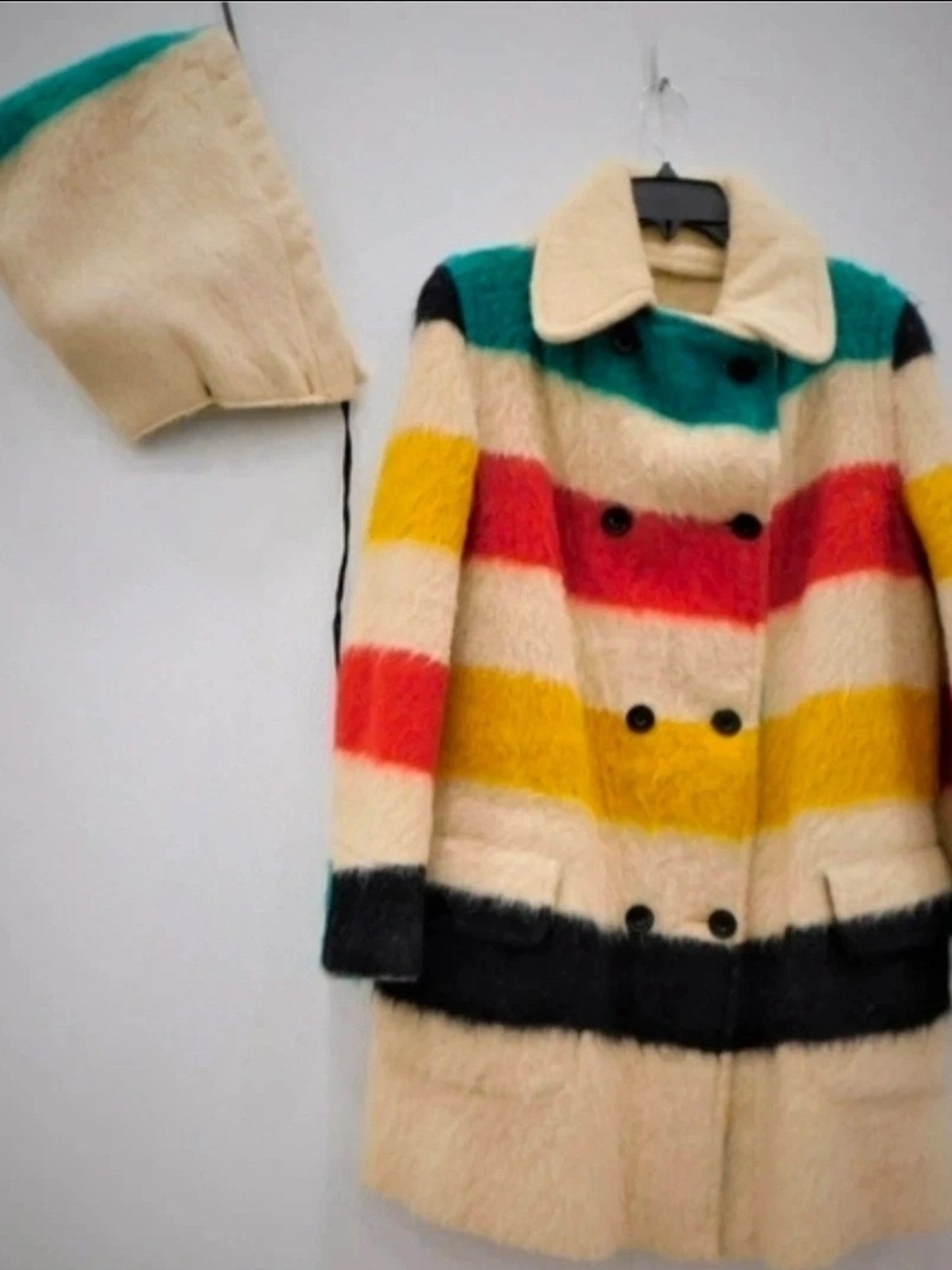 Vintage HUDSON's BAY Company Point Blanket Colorful Wool Coat With Hood